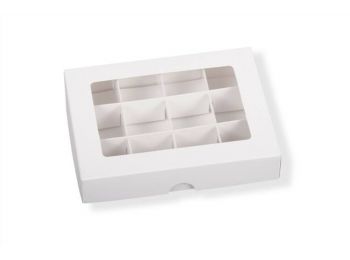 Fehér 12 adagos rekeszes bonbon doboz