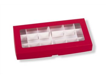 Piros 18 adagos rekeszes bonbon doboz