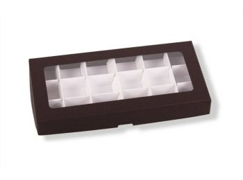 Barna 18 adagos rekeszes bonbon doboz