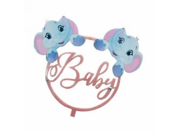 Baby elefánt sziluett tortadísz