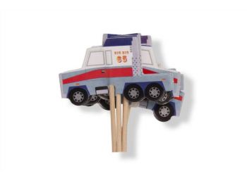 Szürke autós 12 db mufin díszítő