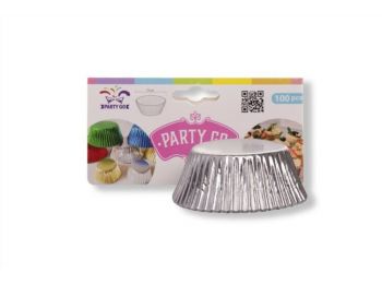 100 db-os Party Go fényes ezüst muffin papír