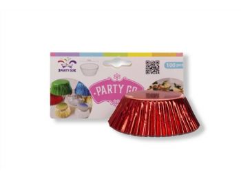 100 db-os Party Go fényes piros muffin papír