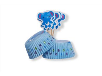 24 adagos Party Go kék elefántos muffin papír és muffin 