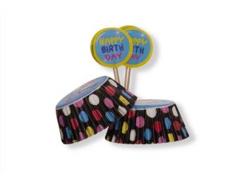 24 adagos Party Go Party Time feliratos muffin papír és muffin díszítő készlet