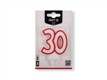 Fehér-piros 30-as szám gyertya
