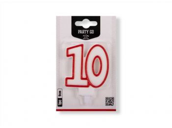 Fehér-piros 10-es szám gyertya