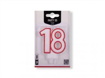 Fehér-piros 18-as szám gyertya