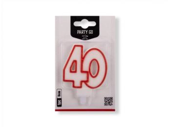 Fehér-piros 40-es szám gyertya