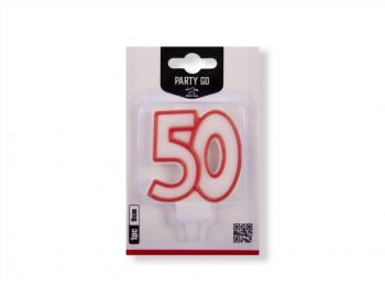 Fehér-piros 50-es szám gyertya