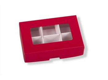 Piros 6 adagos rekeszes bonbon doboz