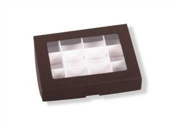 Barna 12 adagos rekeszes bonbon doboz