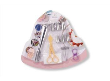 13 részes tortadíszítő készlet szilikon habzsákkal és