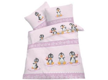 PINGVINES Rózsaszín 2 részes ovis ágynemű-garnitúra 10
