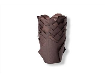 24 db 5 cm átmérőjű csokoládébarna tulipános muffin p