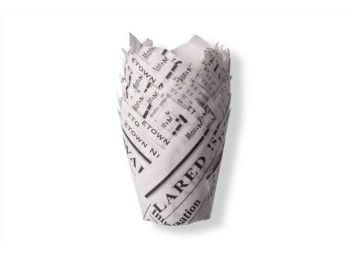 24 db 5 cm átmérőjű újságpapír mintás tulipános muffin papír