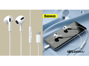 Baseus Encok C17 USB-C vezetékes fülhallgató mikrofonnal - Fehér