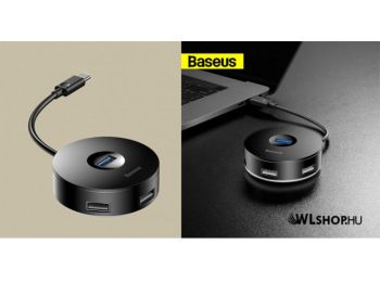 Baseus USB-C HUB +1xUSB 3.0 + 3xUSB 2.0 + MicroUsb - Fekete