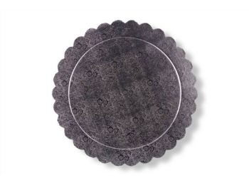 Virág mintás 30 cm-es ezüst színű kerek fodros tortakar