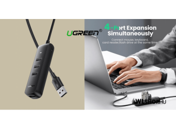 Ugreen CM416 4in1 USB adapter 4xUSB3.0 porttal - Fekete