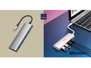 WiWU USB-C Hub + 4xUSB 3.0 adapter Alpha 440 - Szürke