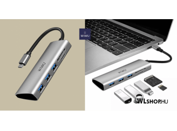 WiWU USB-C Hub + 3xUSB3.0+SD+TF Hub adapter Alpha A532ST - Szürke