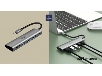 WiWU USB-C Hub + 3 x USB3.0, 1 x Type-C, 1 x HDMI adapter Alpha A531H - Szürke