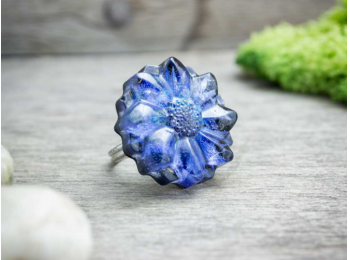 Búzavirág tallér műgyanta gyűrű