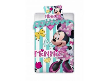 MINNIE EGERES KÉK CSÍKOS 2 részes ovis ágynemű szett  1