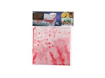 Halloween-i asztalterítő, dekoráció - véres kézlenyomatokkal - 137 x 274 cm