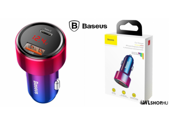 Baseus USB + USB-C intteligens autós töltő, kijelzővel -