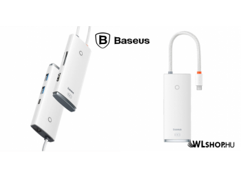 Baseus Lite sorozat 6in1 Hub 2xUSB-C + USB 3.0 + HDMI + USB-C + TF/SD - Fehér