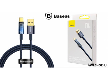Baseus Explorer USB-C adat/töltőkábel 100W, 1m - Kék