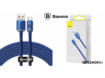 Baseus Crystal USB-C adat/töltő kábel 100W 1,2m - Kék