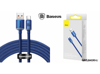 Baseus Crystal Shine USB-C adat/töltőkábel, 100W 2m - Kék
