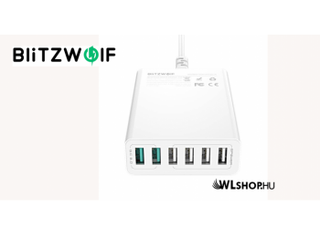 Blitzwolf BW-S15 6 USB hálózati töltő QC 3.0, 60W - Fehér