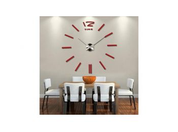 DIY nagy öntapadós dekor falióra - piros