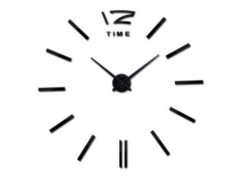 DIY nagy öntapadós dekor falióra - fekete