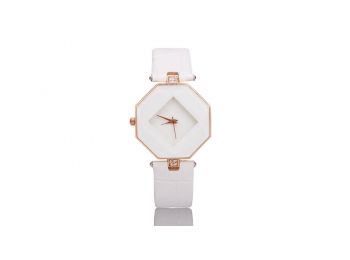 Egyedi minimalista nyolcszögletű karóra - fehér