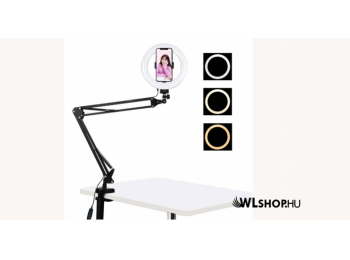 PULUZ 20cm LED körfény, állítható, asztalra rögzíthet