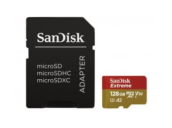 SanDisk  microSDXC™ Mobile Extreme™ 128GB memóriakártya + adapter, (190MB/s olvasási / 90MB írási...