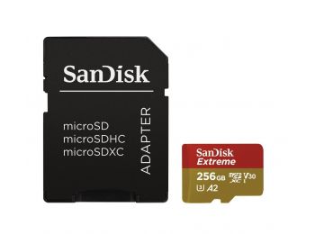 SanDisk  microSDXC™ Mobile Extreme™ 256GB memóriakártya + adapter, (190MB/s olvasási / 130MB írás...