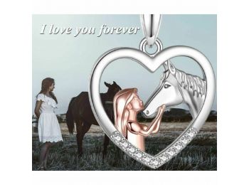 Lány és ló a szívben nyaklánc