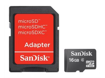 SanDisk microSDHC 16GB Class 4 + SD adapter