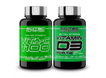 Vita-C 1100 100 kapsz. + Vitamin D3 Forte 100 kapsz. Scitec 