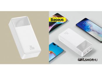 Baseus Bipow 30000mAh külső akkumulátor 20W 2xUSB + USB-C + mikro USB - Fehér