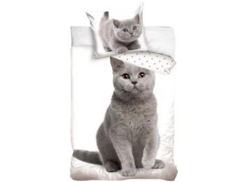 SZÜRKE CICÁS 2 részes ágynemű-garnitúra 140x200+70x90 