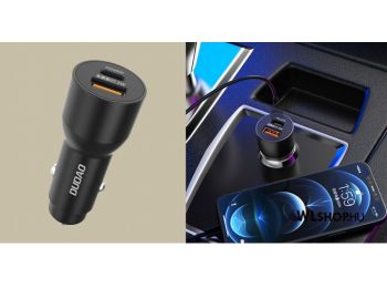 Dudao TGR1 autós töltő USB + USB-C, PD 22,5W - Fekete