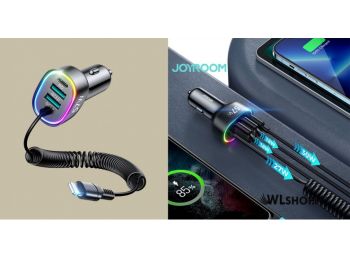 Joyroom autós töltő 2xUSB + 1xUSB-C 57W + Lightning kábe