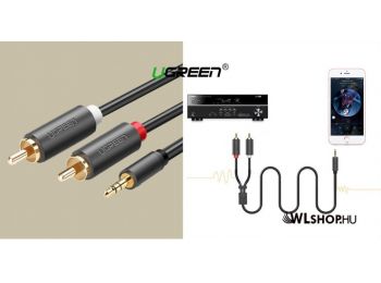 UGREEN AV102 3,5 mm jack / 2x RCA audió kábel 1 m - Fekete
